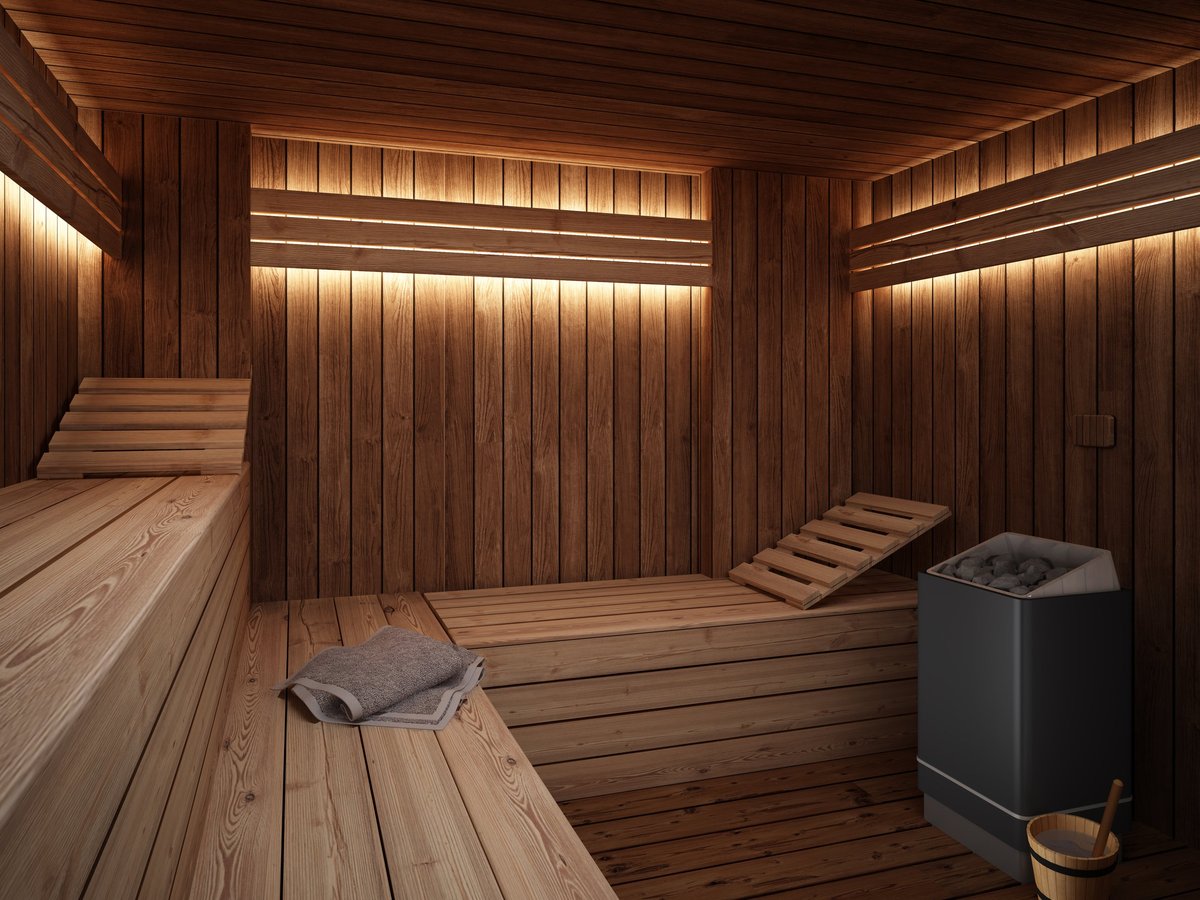 3D rendering of a wooden sauna build